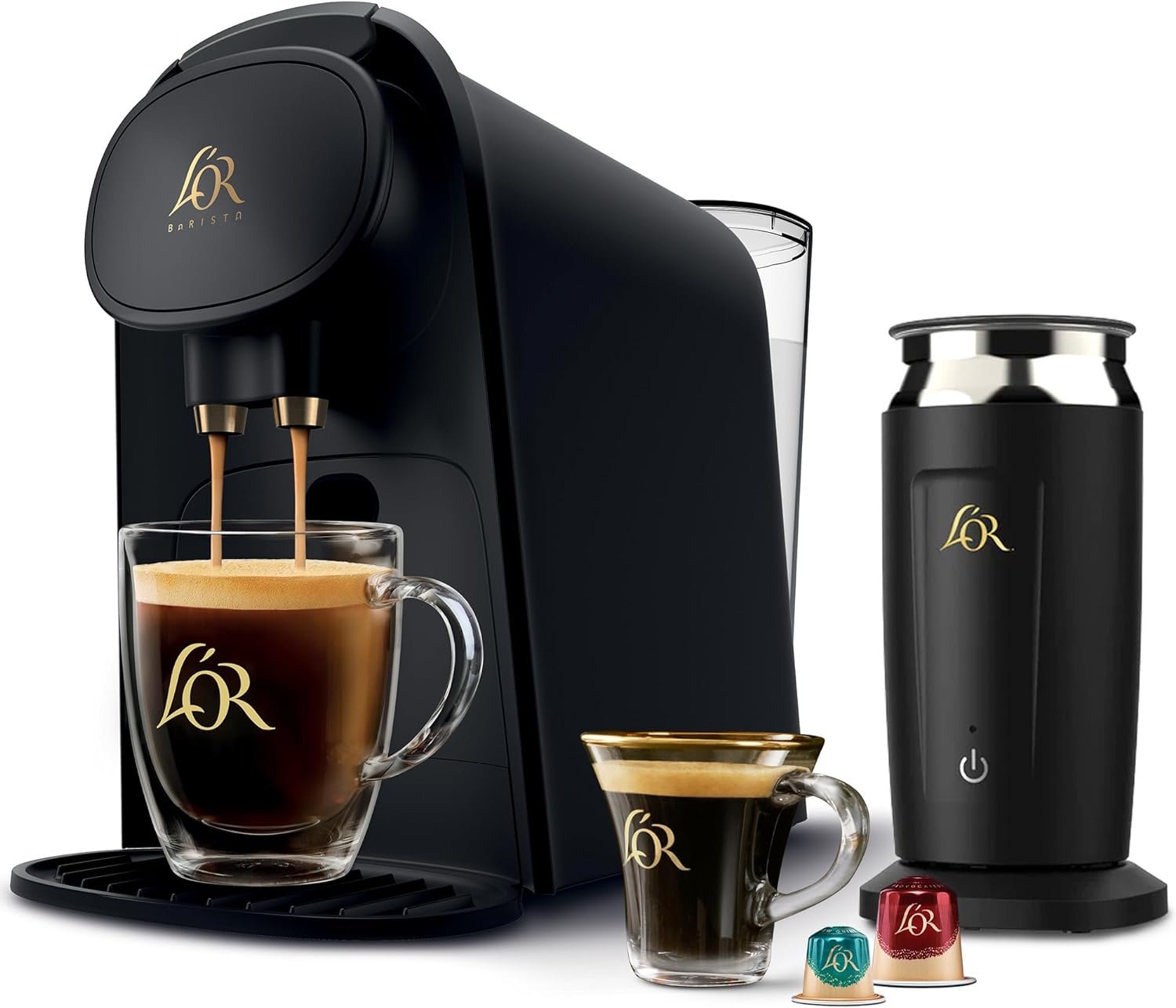 L'OR Barista System Coffee and Espresso Machine Combo with Frother, Matte Black